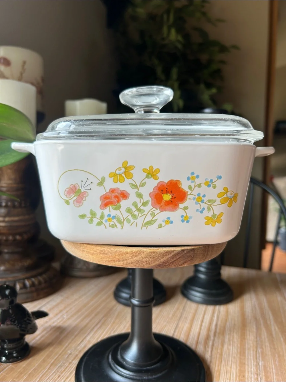 Corningware Wildflower Casserole Dish Original Glass Lid 1.5 Quart